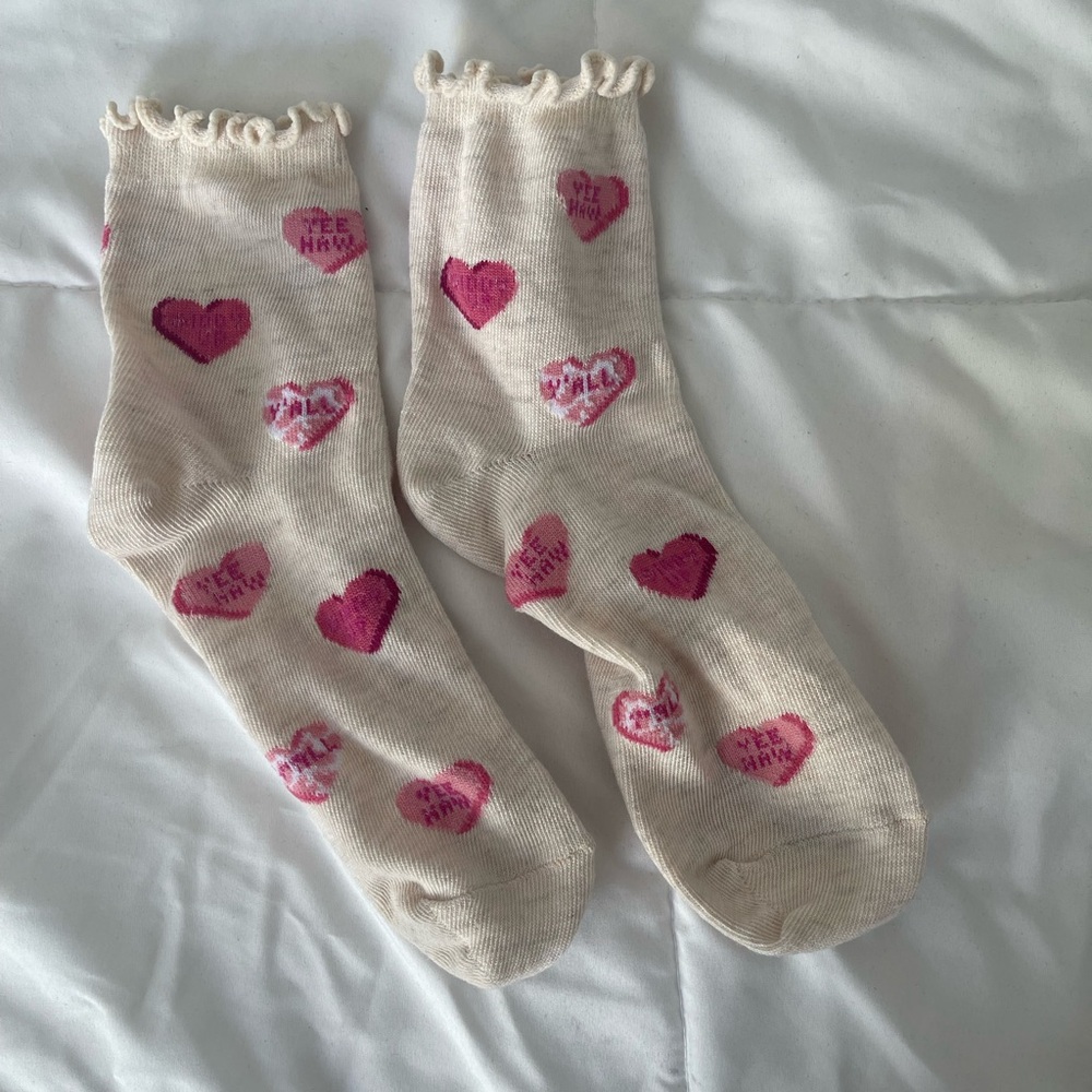 Pink heart socks